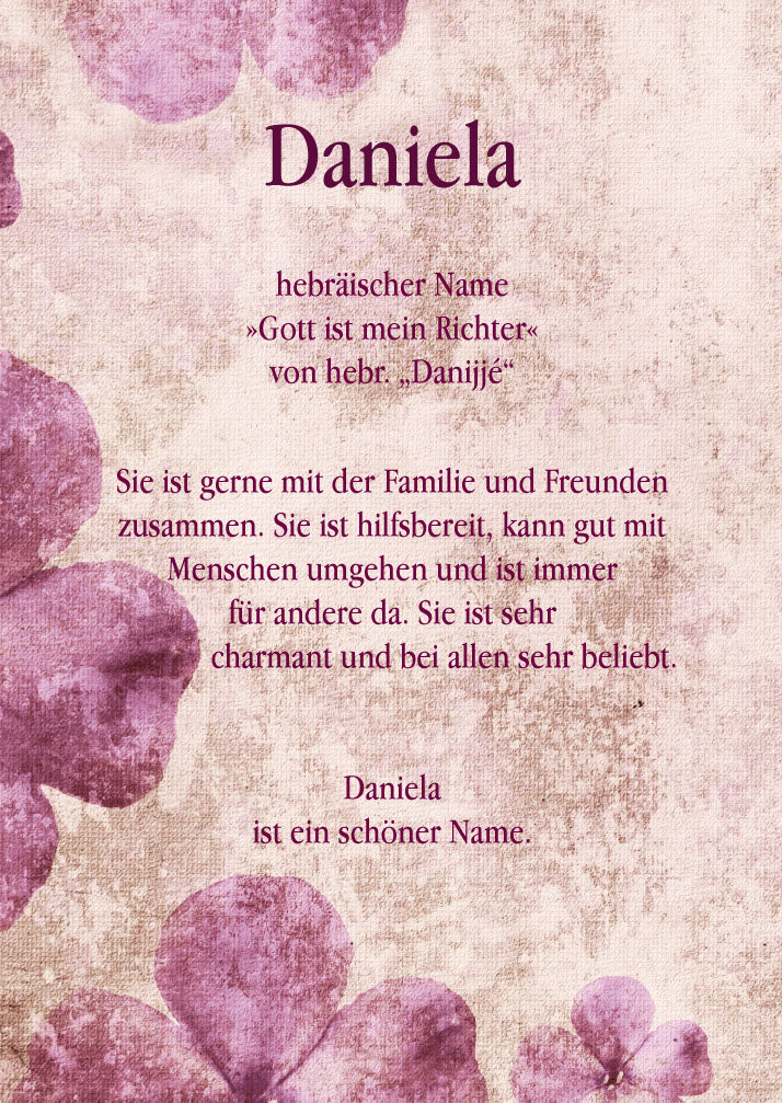 Namenskarte „Daniela“