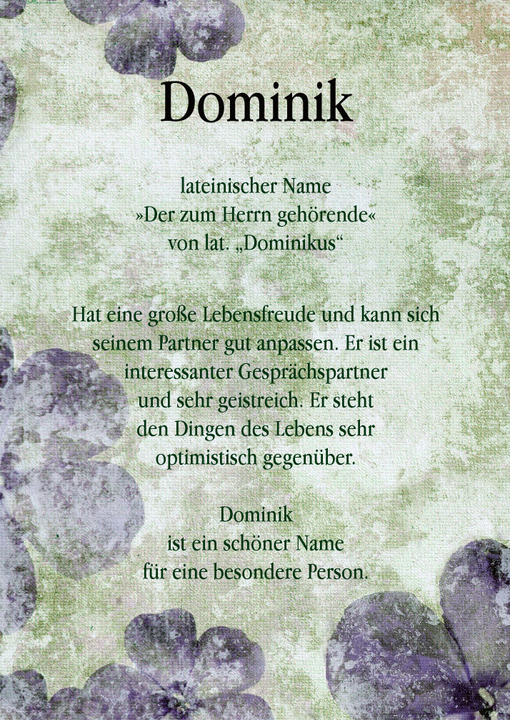 Namenskarte „Dominik“