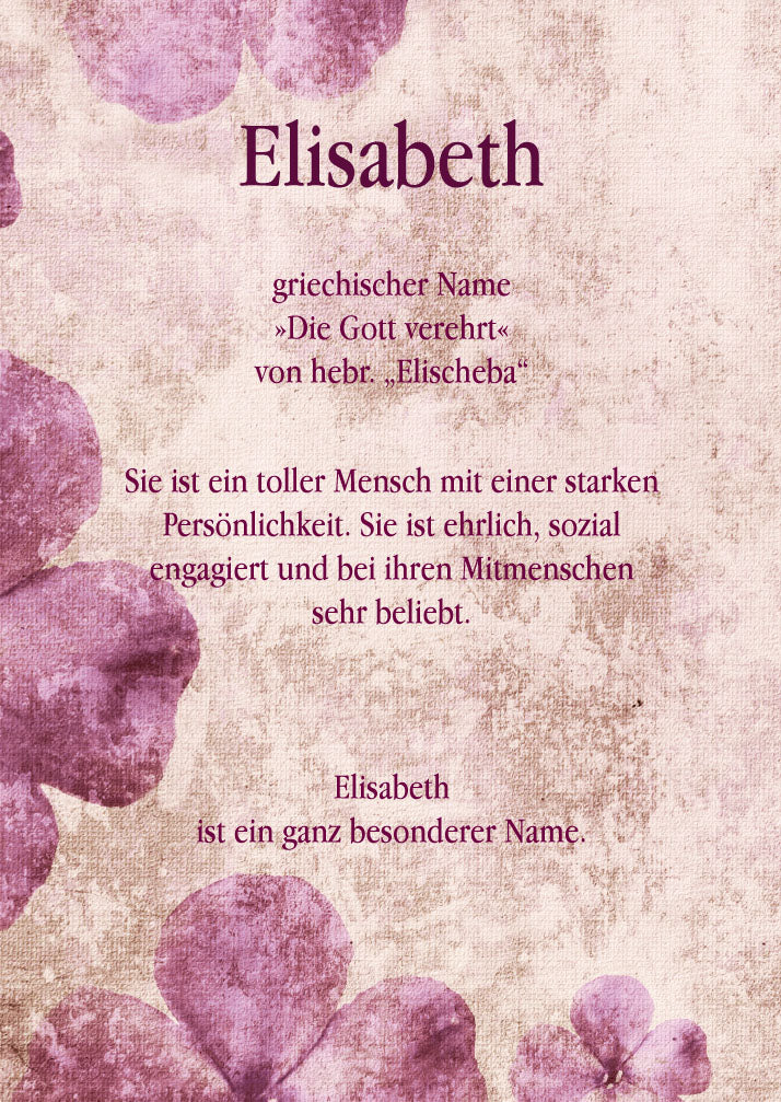 Namenskarte „Elisabeth“