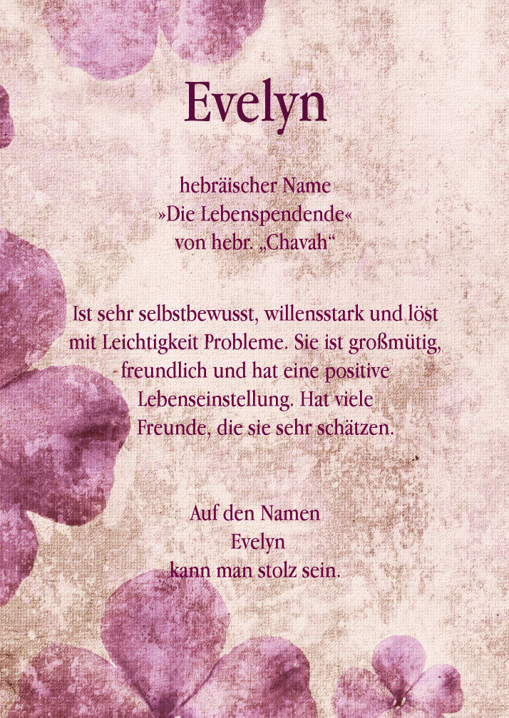 Namenskarte „Evelyn“