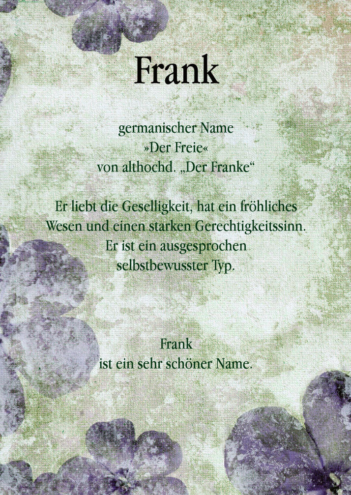 Namenskarte „Frank“