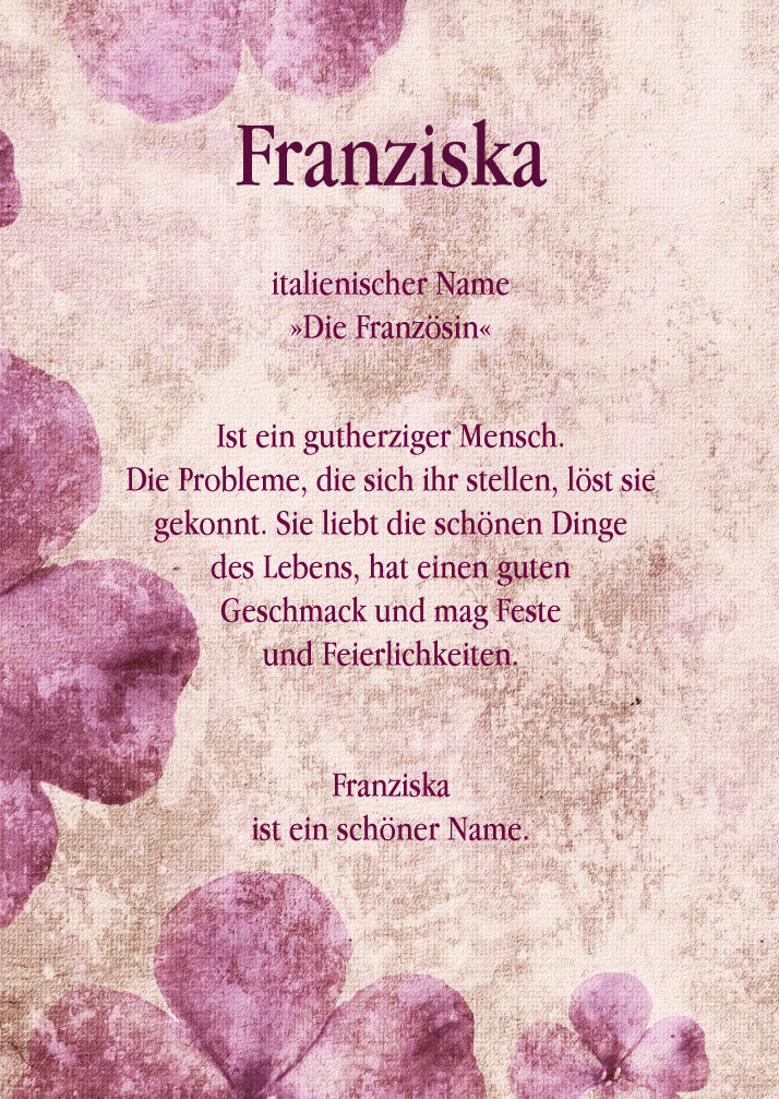 Namenskarte „Franziska“