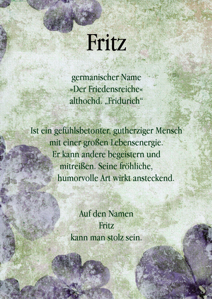 Namenskarte „Fritz“
