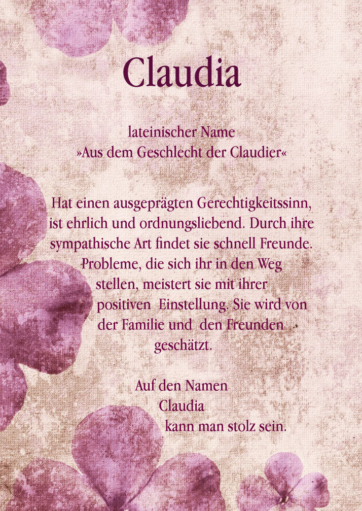 Namenskarte „Claudia“