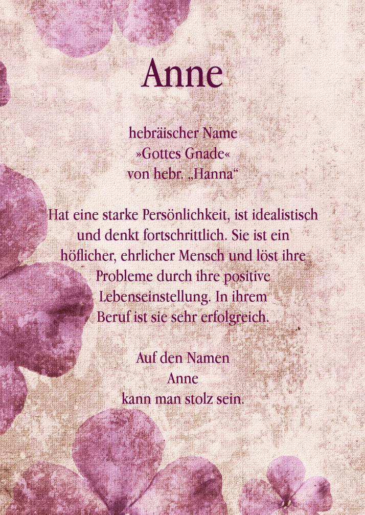 Namenskarte „Anne“
