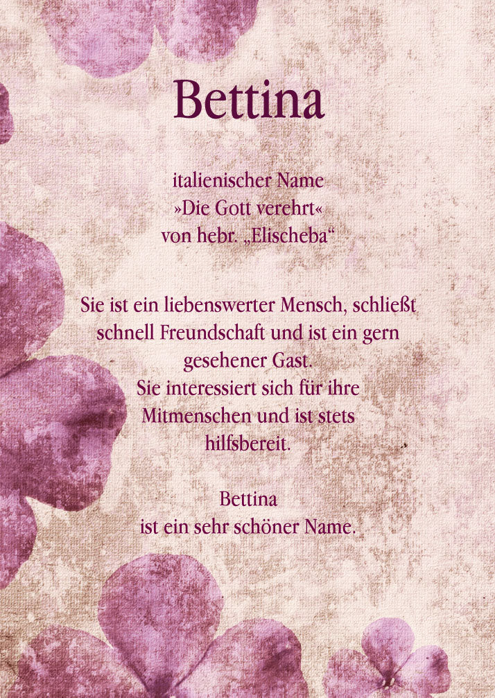 Namenskarte „Bettina“