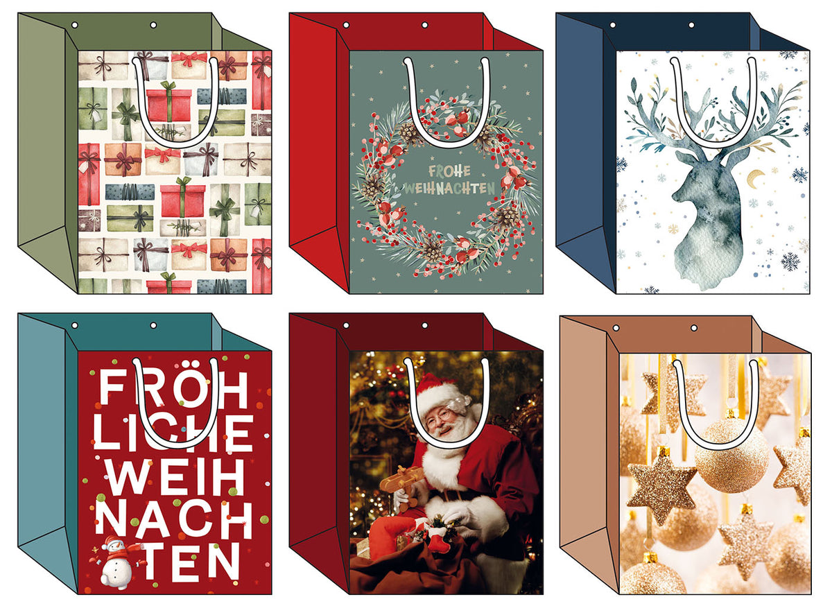 Sortiment-Weihnachtstaschen-Gr.M, 30Stck.